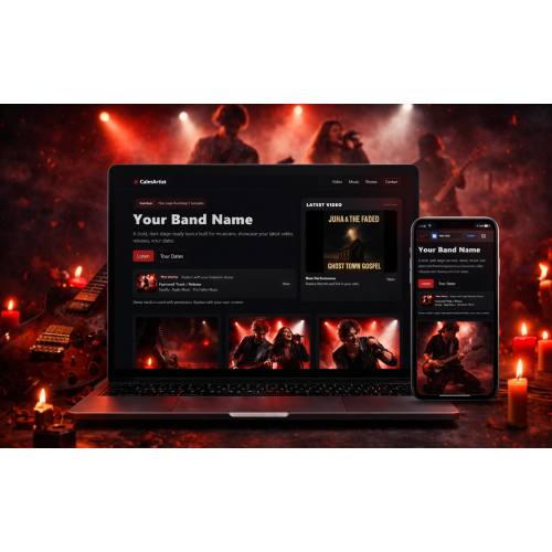 Artist – Dark Rock Band Website Template (One-Page Bootstrap HTML + CSS) Artist – Dark Rock Band Website Template (One-Page Bootstrap HTML + CSS)
