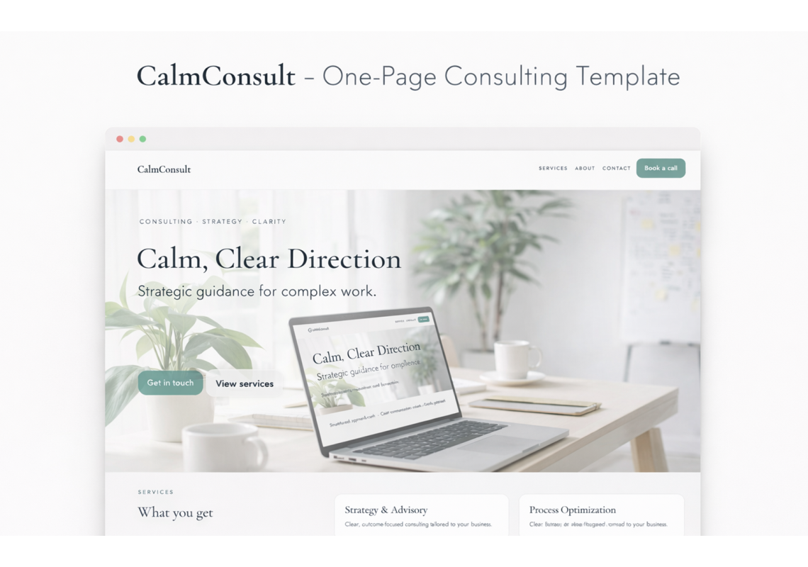 CalmConsult – One-Page Consulting Template