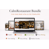 Restaurant Website Bundle – One-Page HTML Restaurant Website Templates (Bootstrap, Sushi, Cafe, Pizzeria, Street Food) Restaurant Website Bundle – One-Page HTML Restaurant Website Templates (Bootstrap, Sushi, Cafe, Pizzeria, Street Food)