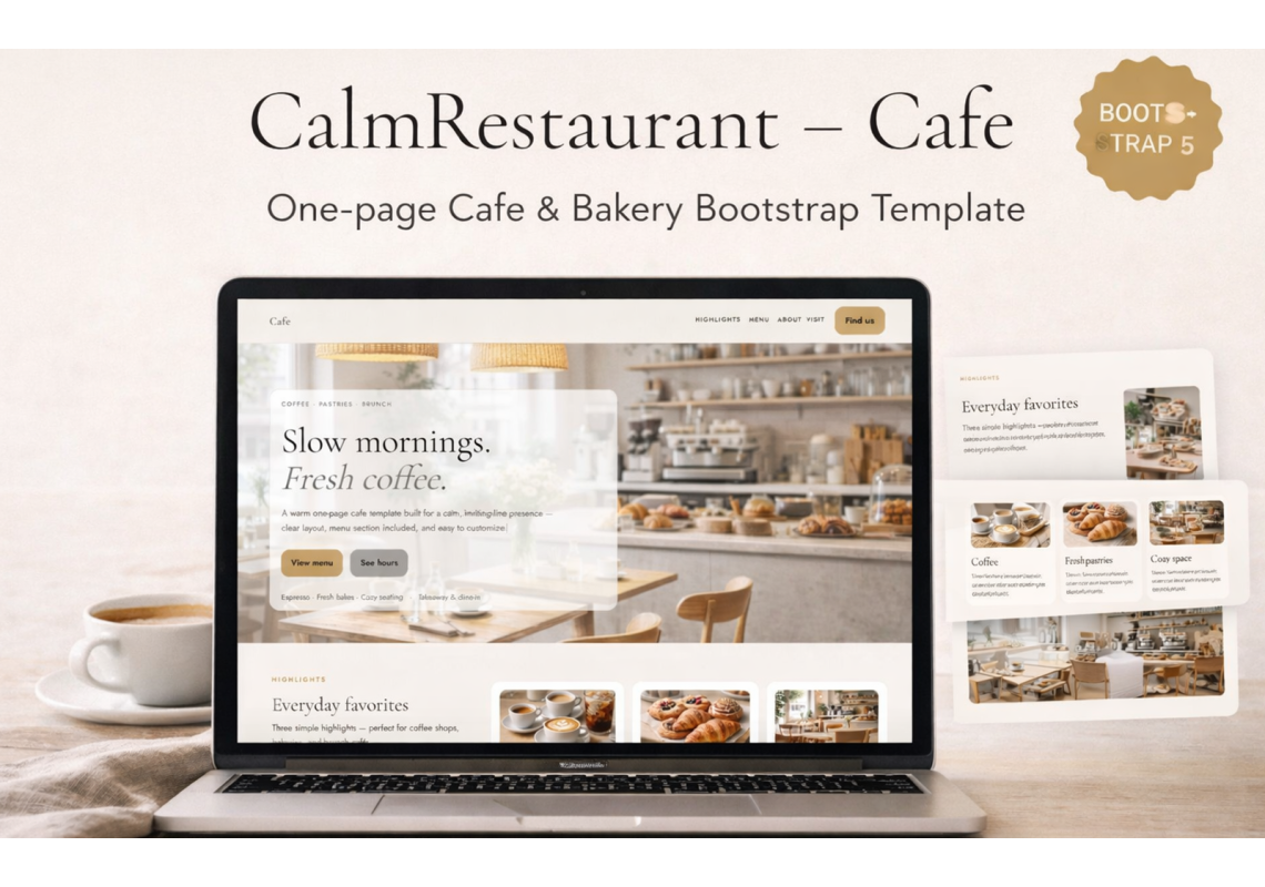 One-page Cafe & Bakery Bootstrap Template