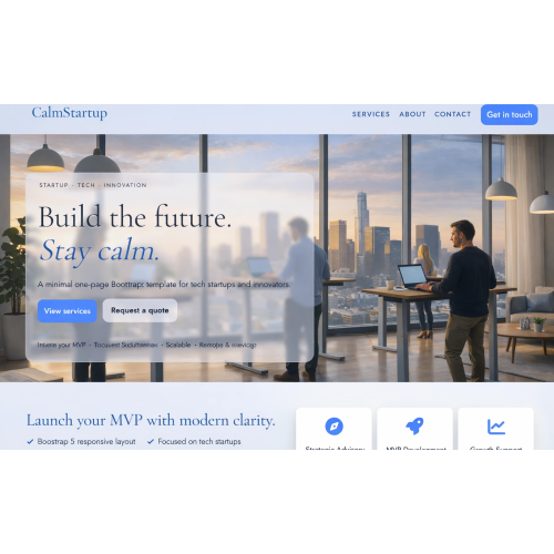 CalmStartup – Minimal Startup Website Template · Bootstrap 5 HTML CSS · One Page Tech Landing Page CalmStartup – Minimal Startup Website Template · Bootstrap 5 HTML CSS · One Page Tech Landing Page